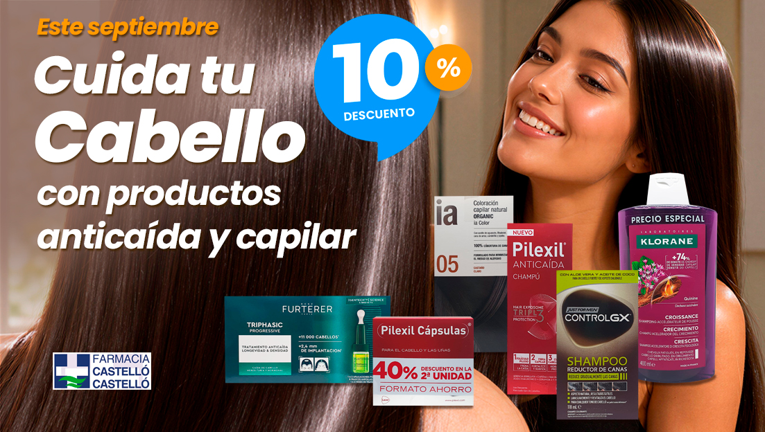 10% de descuento en productos anticaida y capilar en Farmacia Castelló Castelló Grao Gandia